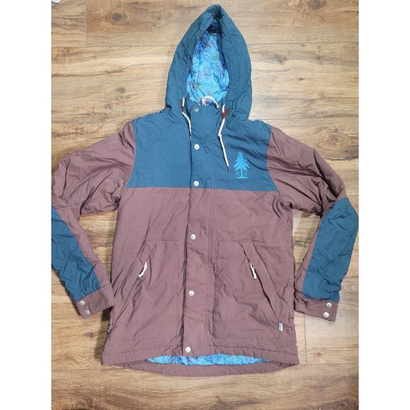Poler Roamers & Seekers Men’s Jacket Small Blue Brown Hooded Camp Vibes Scout 2 - Picture 1 of 11